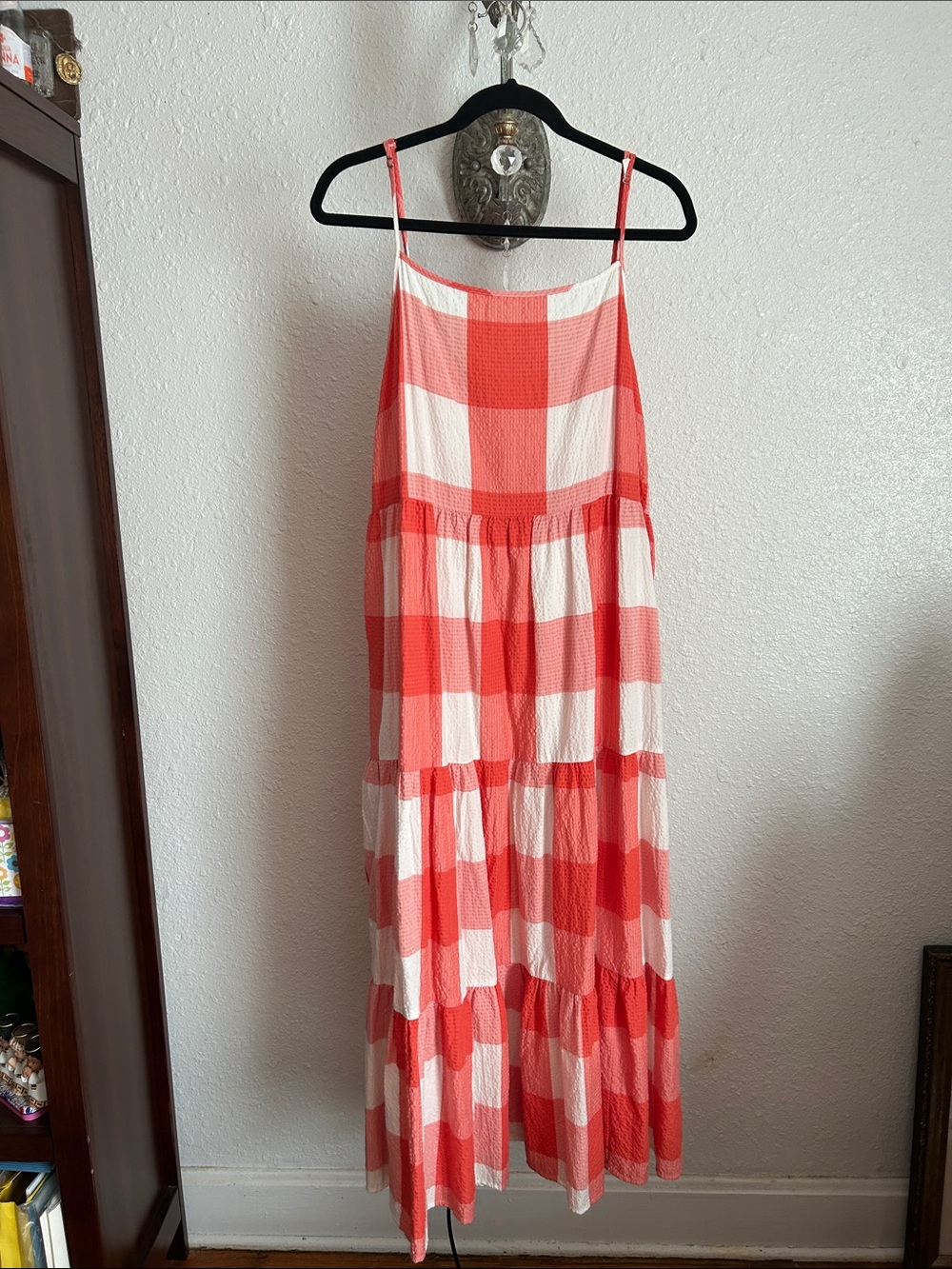 Lou & Grey Coral and White Gingham Maxi Dress